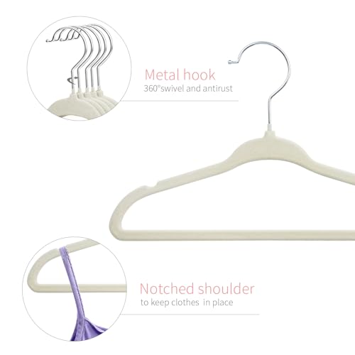 مانجوتري شماعات مخملية للاطفال، شماعات للرضع والاطفال الصغار، شماعات اطفال مضادة للانزلاق، شماعات اطفال رفيعة للغاية موفرة للمساحة، شماعات ملابس قوية ومتينة، عبوة من 15 قطعة (ابيض)