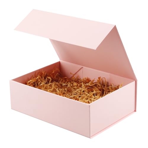Image of Rsgift Pink Gift Boxes,Collapsible 9.7x7.2x3.3 Inch Gift Box with Lids,Magnetic Closure Matte Textured Finish Box for Wedding,Birthday,Mother's day,Christmas