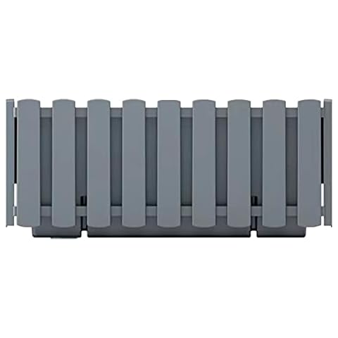 Prosperplast Boardee Fencycase Balcony Flower Box, Balcony Planter Box, Rustic Design for Indoor and Outdoor Use, Length: 580 mm, Grey Cover