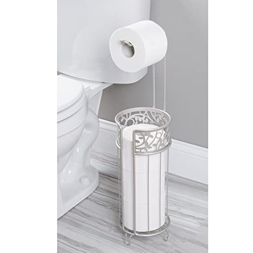 Mdesign Steel Toilet Paper Roll Stand Storage Organizer And Dispenser For Bathroom/Home Organization - Holds 3 Rolls Of Toilet Tissue - Arbor Collection - Satin #TOP1