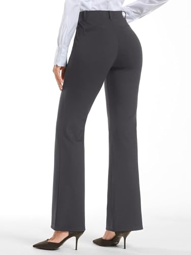 Image of Stelle Women 28 inch /30 inch / 32 inch Bootcut Dress Pants Business Casual Work Pants with Pockets Pull On Regular Slacks for Office