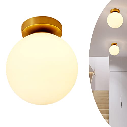 Plafonnier Semi-encastré à Boule de Verre Minimaliste Moderne Plafonnier Rond doré LED Nordique Simplicité Lustre pour couloirs balcons Foyer Vestiaire...