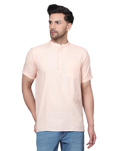Image of LATEST CHIKAN Men's Cotton Regular Casual Strped Short Kurta Half Sleeves - (SK-LJ.DS.AS)