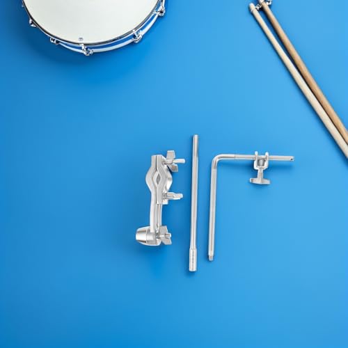 Abrazadera de montaje para cowbell DECHOUS para batería con bloqueo y varilla en L, soporte universal para percusión compatible con baterías de jazz miniatura 6