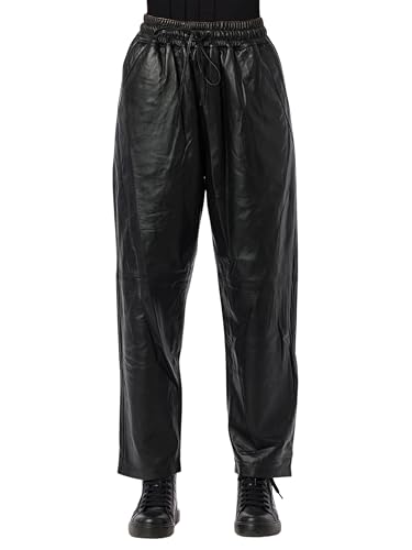 Jild Real Lambskin Leather Pants for Women Comfortable Drawstring Versatile Design Elastic Waistband with Relaxed Fit2