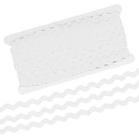 RIC Rac Trim, 5mm 25m Weiß Wellenförmige Geflochtene Borte Fransenbesatz Gewebte Spitze Zickzackband für Nähen Kleidung Kleid DIY Basteln Geschenkverpackung Hochzeit Party Dekoration