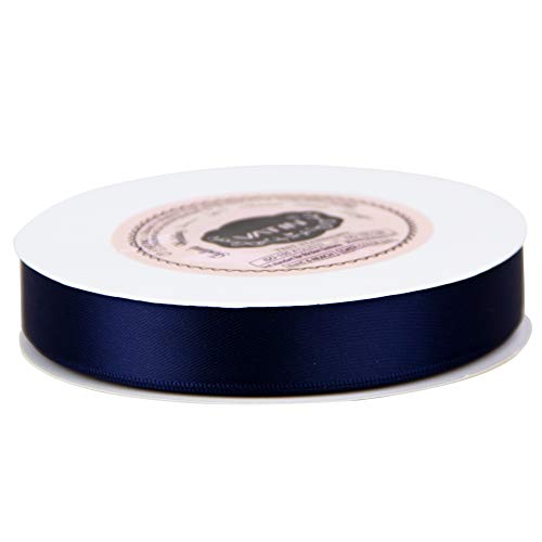 VATIN Double Face Deep Navy Blue Satin Ribbon 5/8" Continuous 25 Yards,Navy Blue Polyester Fabric Ribbon use for Bows Bouquet, Gift Wrapping, Floral Arrangement Wedding Decoration - Thumbnail 3