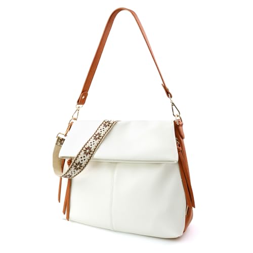Image of IBEE Large Hobo Crossbody Bags for Women Vegan Leather Crossbody Purse Womens Shoulder Bag with Multiple Zippers