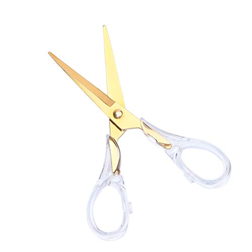 MultiBey Scissors Straight Acrylic Gold Stainless Steel Multipurpose Craft Scissors 6.5 Inches (Clear Gold)