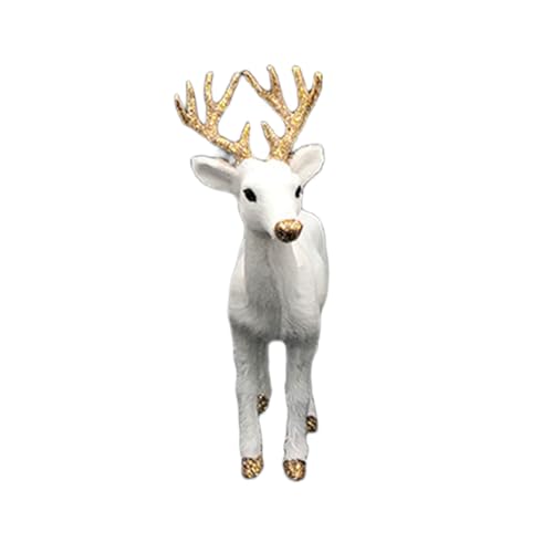 SLXLYH Figurines De Cerf Noël Modèle Animal Rendeer Réaliste avec des Aiguilles Bois Scintillées Et des Centres Centre