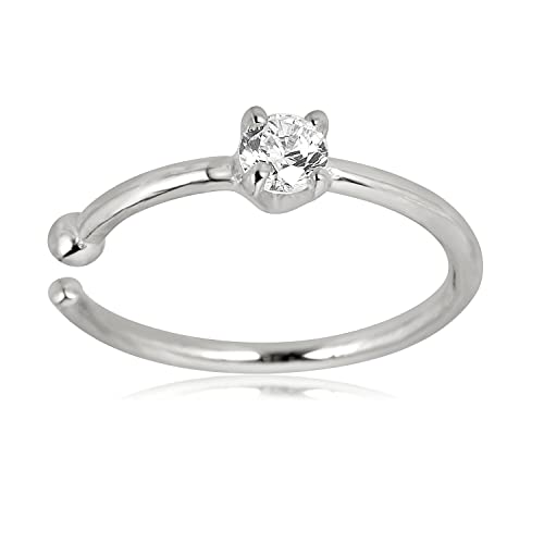 Image of AVORA 14K Gold Simulated Diamond CZ Nose Ring Hoops (20 Gauge)