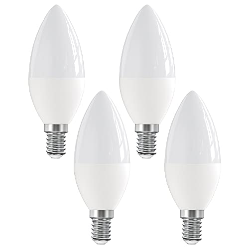 STANBOW Bombillas LED E14, 5 W, 400 lúmenes, equivalente a 40 W, 2700 K, luz blanca cálida, no regulable, vela de tornillo pequeño para candelabro, paquete de 4 Cover