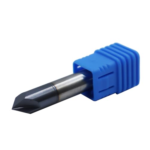 Image of 3 /8in Solid Carbide End Mill, Chamfer Mill-Double End,2 Flute,90 Chamfer Angle,AlTiN Coated Bits Tool for Medium Hardness Steel, Brass, Iron