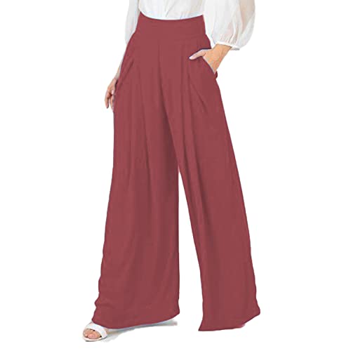Women's Stretchy Wide Leg Palazzo Lounge Pants Casual Comfy High Waist Pajama Pants3