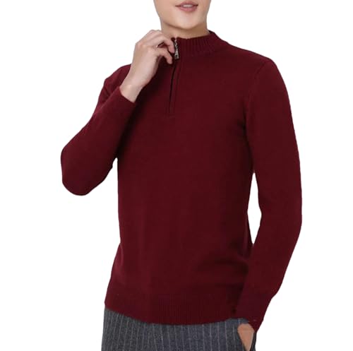 Men's Large Size Lapel Neck Knitted Pullover Sweater Half High Neck Thick Pullover Winter Youth Warm Jumper