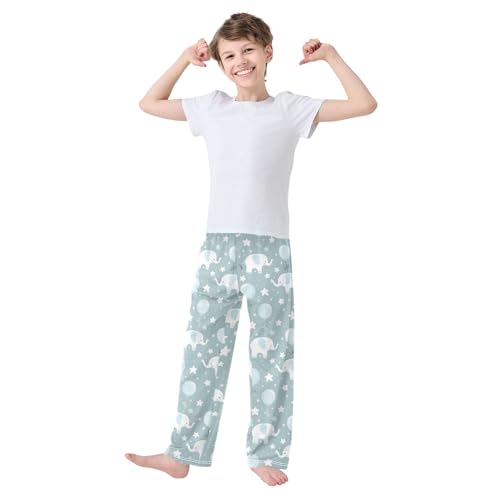 ALAZA Elephant Pajamas Bottoms with Pockets Comfy Pjs Sleepwear Elastic Waistband Pajamas Pants Lounge Pants for 6-14 Years2