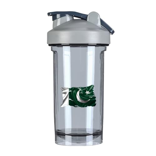 Vintage Torn Broken Pakistan Pakistani Flag 18 Ounce Shaker Bottle Drink Mixer Leak-proof Pre Workout Protein Shakes Meal Replacement Shakes Bottles 500ML/18 Oz Gray&-1