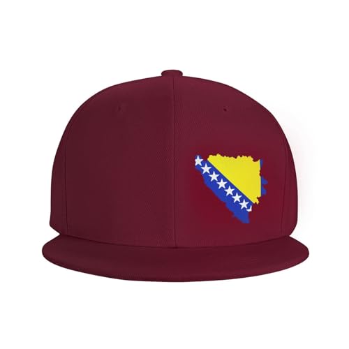 Flag-Map of Bosnia and Herzegovina Adjustable Outdoor Baseball Hat Flat Hat3