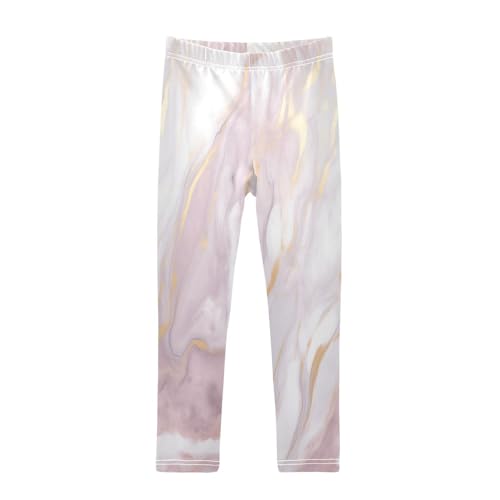 Bolaz Toddler Girls Leggings Printed Yoga Pants Leggings Gold White Marble for Kids