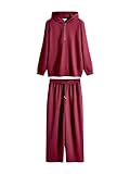 THE SET Damen t Sweatjacke und Jogginghose Burgunderrot M