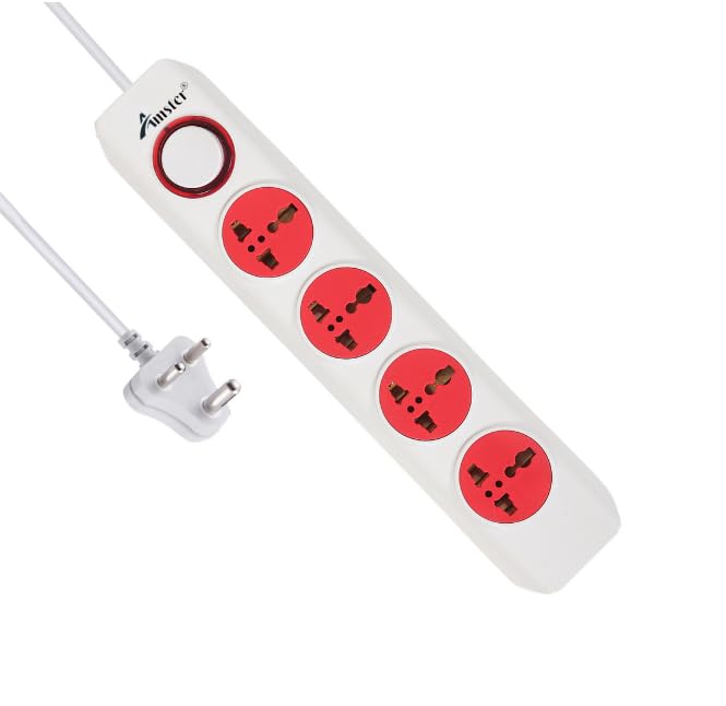 Amster 4+1 Extension Board, 4 Universal Socket with Single Switch, 2.5 Meter Long Cord, Led Indicator, for Office and Home Appliances
