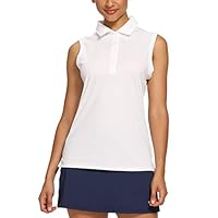 CQC Camisetas polo femininas de golfe sem mangas, secagem rápida, atlética, FPS 50+, Branco, XGG