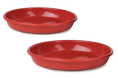 Plants Bottom Plate, Drip Tray for Plants, Gamla, Terracotta Color| (10-inch, Red) Set of 2
