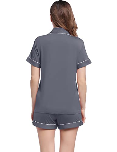 Image of Joyaria Women's Cooling Bamboo Viscose Pajamas Shorts Set Button Front | Moisture Wicking, Cool & Lightweight, Breathable PJs for Night Sweats