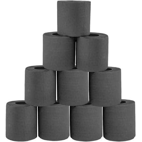 BEAHING Colored Toilet Paper, 10PCS Black Toilet Paper Rolls, 4 Ply Soft Absorbent Black Towels for Households and Various Public Spaces, Rolls