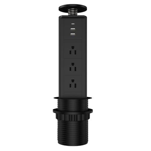 Toma Corriente Emergente Encimera Regleta Multicontacto Escritorio con 3 Electric Socket y 2 Puertos USB Multifuncion Toma Corriente Oculta Empotrable Oficina Hogar Computadora...