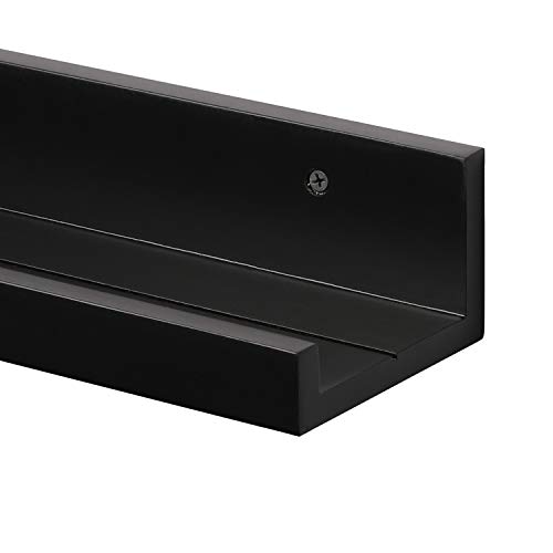 OROPY Photo Ledge Wall Shelves - Set of 2 15-inch Solid Wood Floating Picture Display Shelf for Picture Frames in Living Room, Bedroom, Nursery (Black) - Thumbnail 4