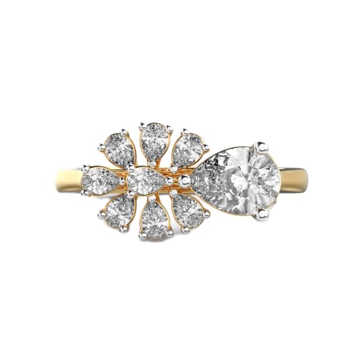 Bague en argent sterling 925 marguerite moissanite poire plaqué or bijou fait main