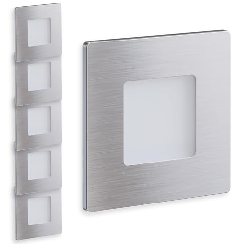 Scandinavian home 6er Set Wandeinbaustrahler I LED Treppenbeleuchtung 230V 1W Warmwei&szlig; au&szlig;en IP65 I 100lm 3000K CRI90 I Edelstahl Treppenstufenbeleuchtung f&uuml;r Unterputzdosen/Ger&auml;tedosen 68mm