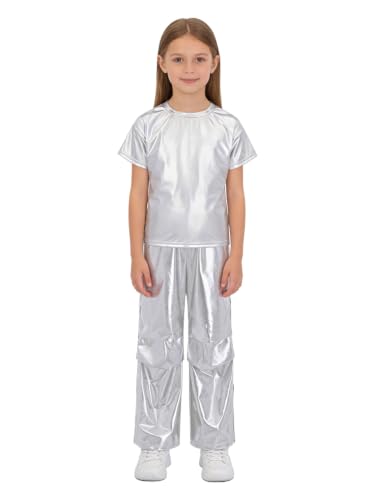 Traje metalizado brillante niños multicolor holgado para escenarios y festivales escolares