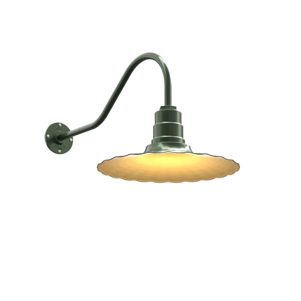 Steel Lighting Co. Highland Park Barn Light | Outdoor Wall Mounted | 16 inch Radial Wave | 23" Gooseneck | Vintage Style Made in America | Hunter