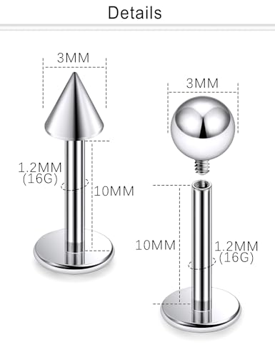 Dyknasz 16G Labret Jewelry Internally Threaded Titanium Snake Bite Piercing Jewelry Lip Rings Studs Monroe Medusa Piercing Jewelry for Women Men2