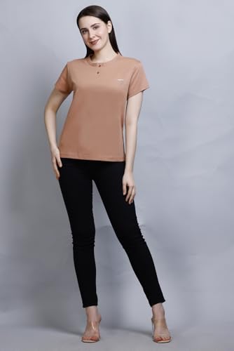 Image of CUPID Women Comfortable Cotton Round Neck Half Sleeve Casual T-Shirt, Sleep, Night, Yoga, Daily Gym n Lounge Wear Short Tee /Top for Girls