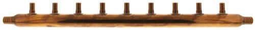 1" Copper Manifold w/ 1/2" PEX Outlets and 3/4" PEX Inlets (9 outlets)