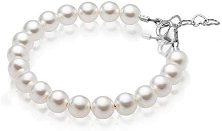 Baby Crystals Delicate Sterling Silver Bracelets for Girls with High End White European Simulated Pearls, Elegant Girls Jewelry, Pearl Bracelet for Birthday Gifts Flower Girls