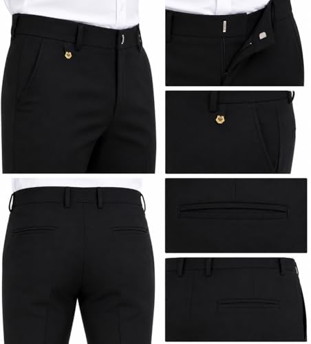Image of Men's Formal Bootcut Pants | Stretchable Trousers | High Rise Flared Fit Pants | Office & Formal & Casual Wear (Black /White)
