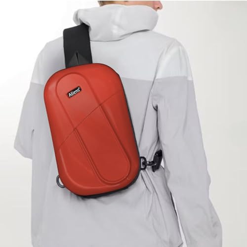 Image of Tukzer ABS Hard Shell Sling Bag Aliens Series 180Open Crossbody Side Shoulder Bag for Mens, Women, Office,Travel,Everyday Mini Backpack for iPad,Tablet,Smartphone,Charger,Headphone,HDD,Camera(01-RED)