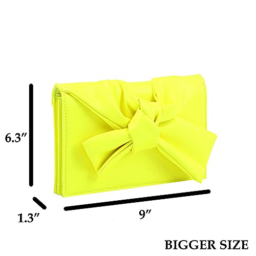 Image of Evening Clutch Messenger Style With Cute Bow Tie Purse Vegan PU Leather Crossbody Shoulder Bag by Handbag Republic