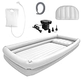 GSengGoung Inflatable Bathtub, Bedside Bath Tub, Medical Bath, Bed Bath Supplies, Portable Bath Kit, Elderly Bathing, Disabled Bath, Bedridden Shower, Hospital Bed Bath, Patient Bathing (White)