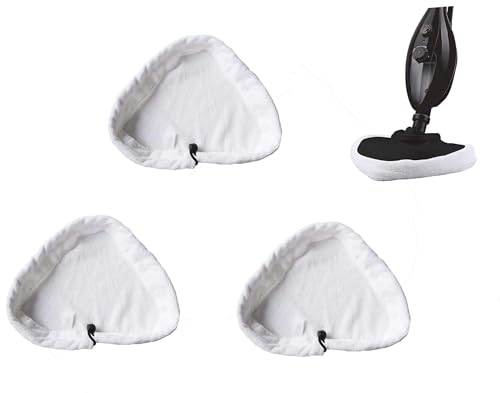 3 panni universali triangolari per scopa a vapore, compatibili con pulitori a vapore H2O, scope a vapore X5 e Vax S2, riutilizzabili e lavabili per pavimenti duri, piastrelle, legno, marmo