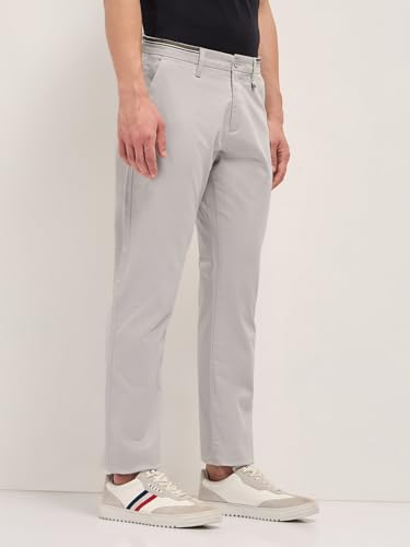 Image of Men's Grey Cotton Straight Fit Casual Trouser