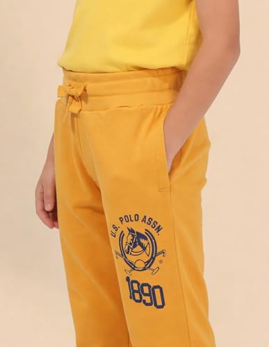 Image of U.S. Polo ASSN. Knitted Cotton Joggers for Boys - Mid Rise, Regular Fit, Brand Printed Joggers for Kids