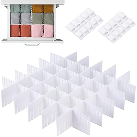 MaidMAX 15Pcs Drawer Dividers for Clothes Adjustable Drawer Organizer for Underwear Makeup Kitchen Utensils Tools 16” x 2.7” DIY Dresser Drawer Separators Organizers for Bedroom Kitchen Office Cover
