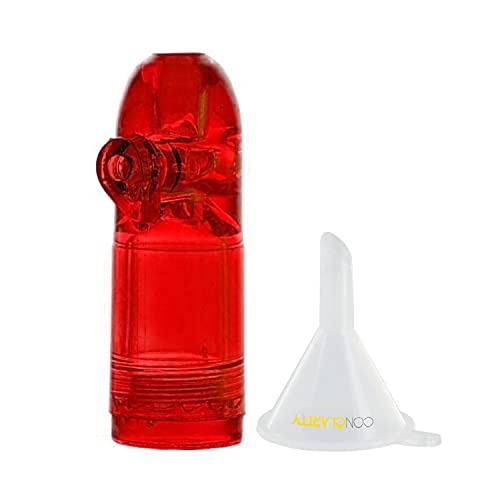 Red | Premium 3g Tall Snuff Acrylic Bullet Spices and Sweetener Portable Travel Storage with ConClarity Micro Funnel