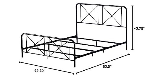 Image of Hillsdale Furniture Queen Metal Bed with Double X Design Platform, Black