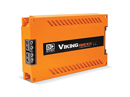 1-Channel Vehicle Audio Bass Amplifier - High-Powered Mono Bass Amplifier w/Subsonic Filter and Low Pass Filter Stable at 1 ohm, LED Indicators, Sound Specialization, Orange - BANDA VIKING8800.1ORAN